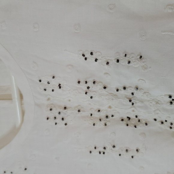 Tommy Bahama Beaded Ivory Ramie Tank Top Size Large Summer Resortwear Keyhole - Picture 3 of 11